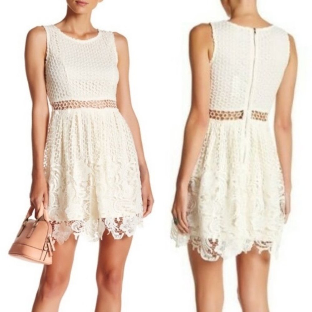 Romeo + Juliet Couture Ivory Crochet Lace Overlay Babydoll Dress